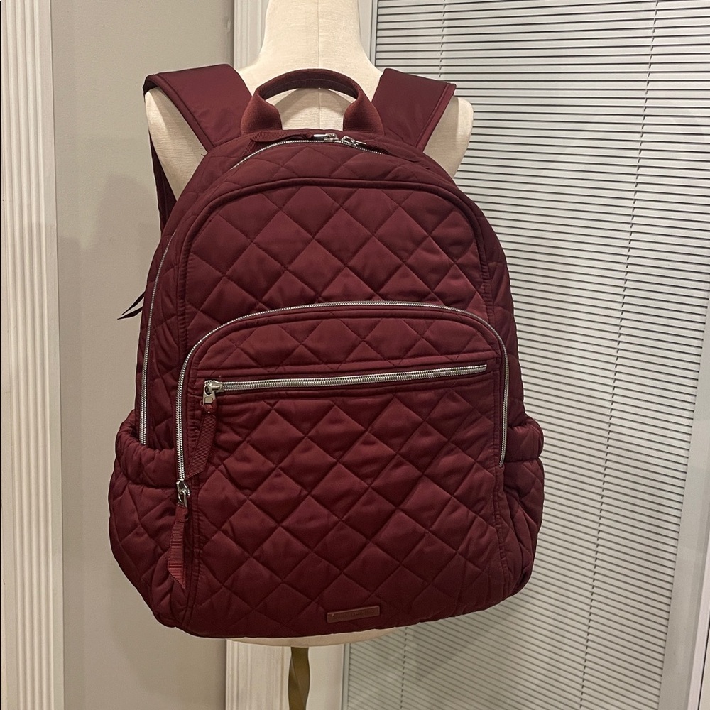 Vera Bradley Burgundy Quilted Campus Backpack